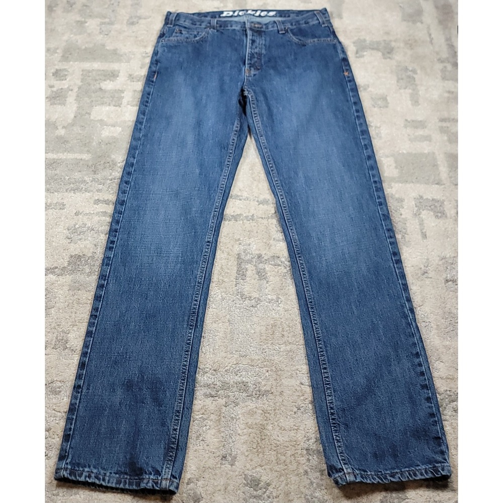Dickies Straight Blue Denim Button-Fly Relaxed Fit Men's Jeans Sz 34x32